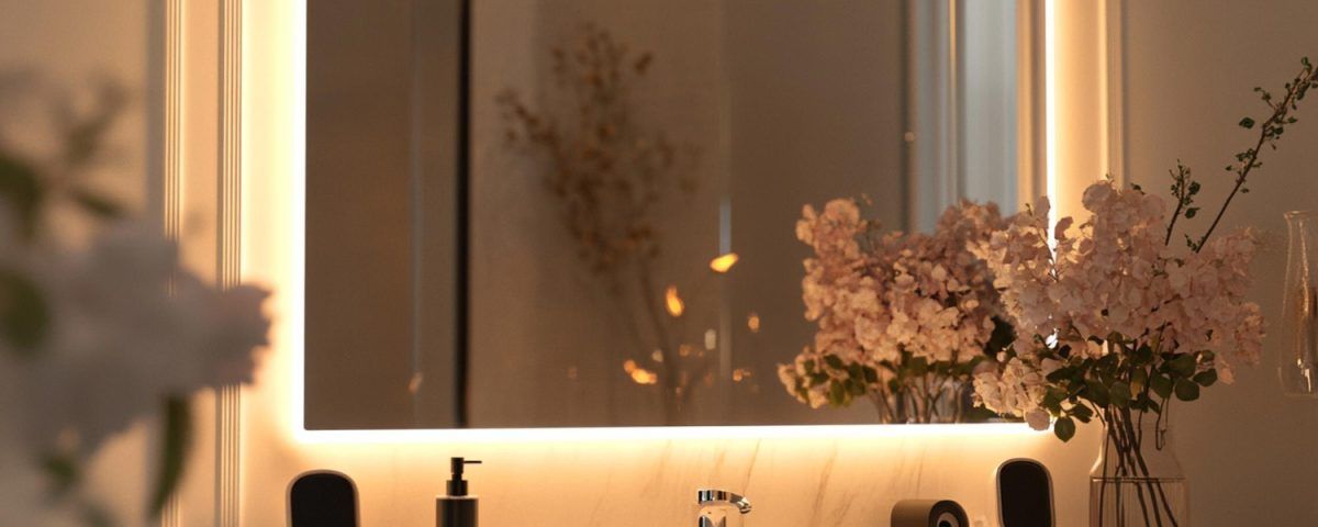 Oglindă cu dezaburire modernă, într-o baie cozy